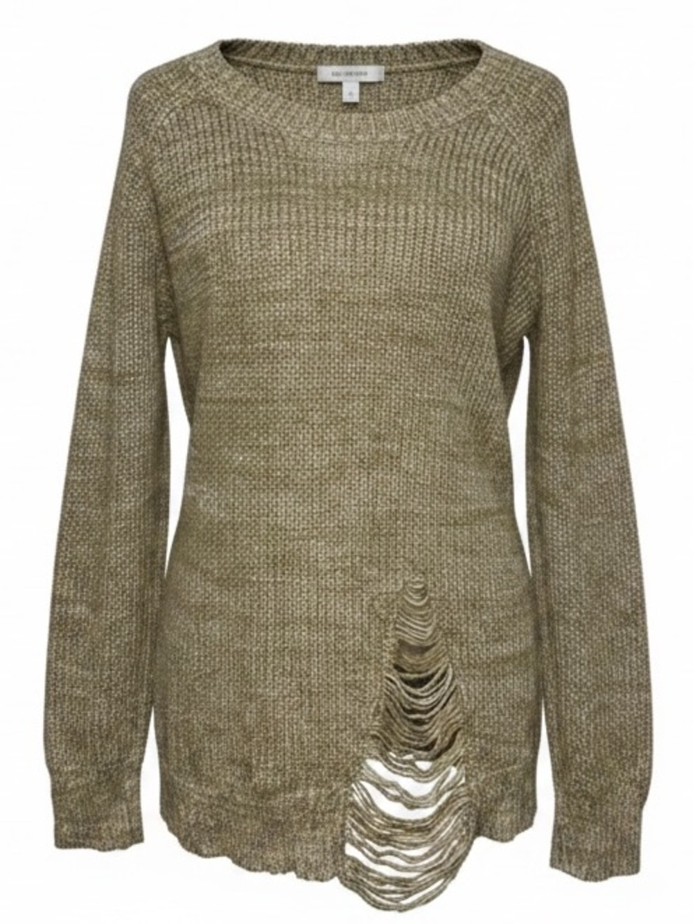 BCBGeneration Shredded Edgy Distressed Sweater Tan Brown Marled Womens size M